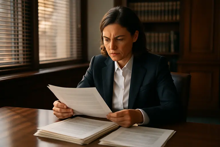 Legal and compliance staff reviewing files beside market monitoring displays