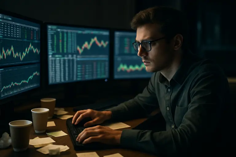 Risk analyst comparing sportsbook and contract market data on multiple screens